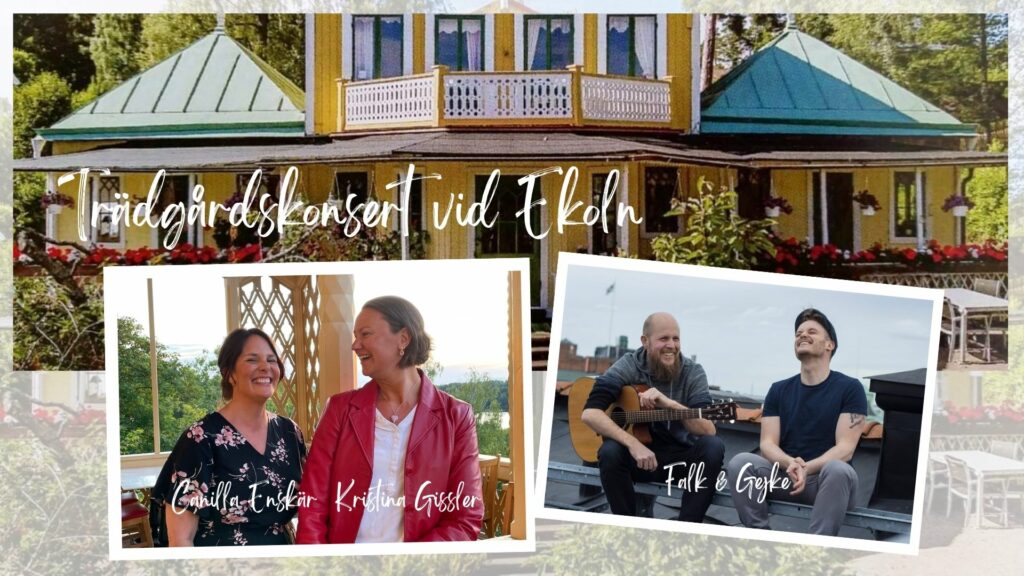 Trädgårdskonsert vid Ekoln i Uppsala med Jazzsångerskan Canilla Enskär, sångerskan Kristina Gissler och duon Falk & Geijke
